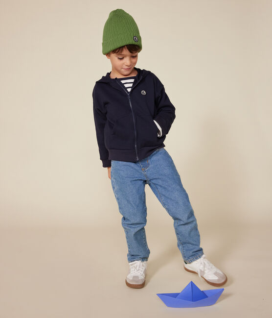 Sweatshirt zippé à capuche enfant garçon bleu SMOKING