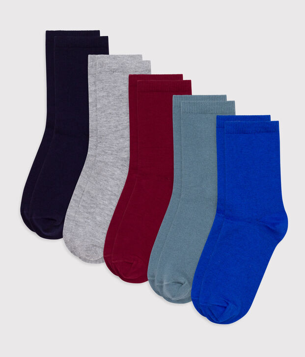 5 paires de chaussettes enfant unies en coton multicouleur