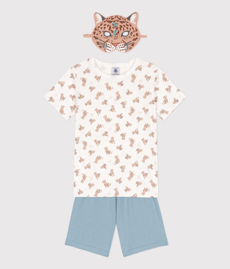 Pyjama motif animal avec masque en coton enfant blanc MARSHMALLOW/blanc MULTICO