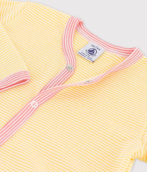 Dors-bien b&eacute;b&eacute; &agrave; rayures en coton biologique jaune/blanc