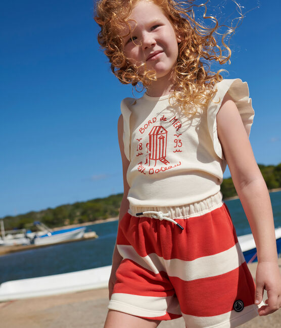 Teeshirt enfant en coton manches courtes imprimé écru AVALANCHE