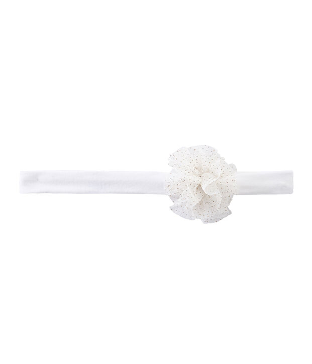 Bandeau cheveux fille &agrave; fleur blanc