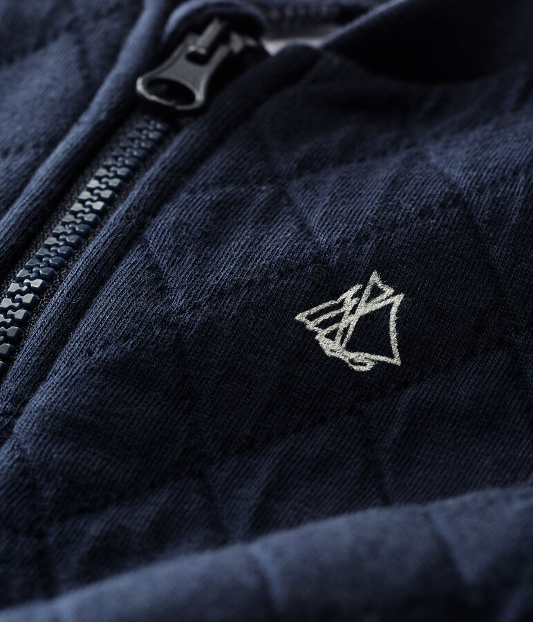 Cardigan b&eacute;b&eacute; gar&ccedil;on en tubique matelass&eacute; bleu