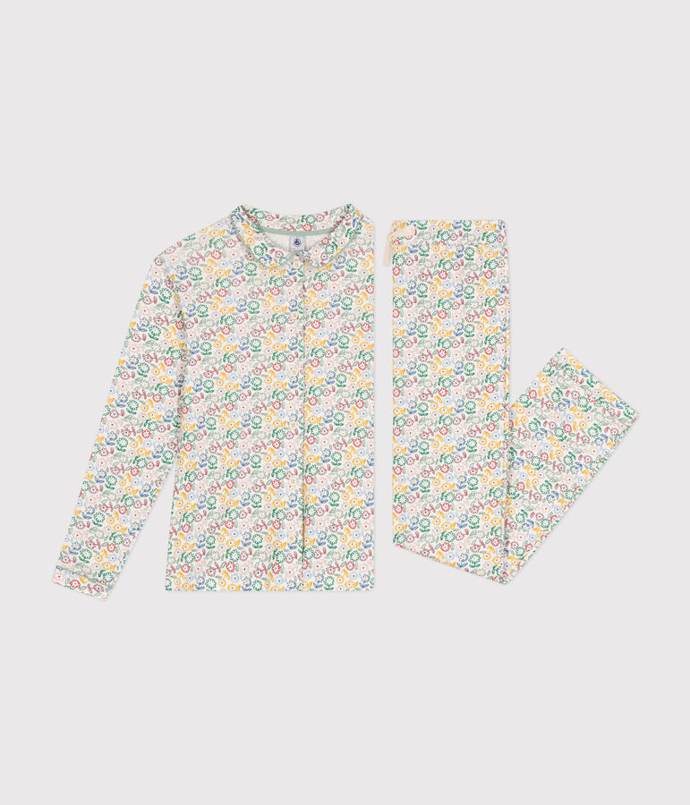 Pyjama en coton imprim&eacute; &agrave; motif fleurs femme blanc MARSHMALLOW/blanc MULTICO