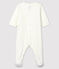 Dors-bien blanc en velours de coton biologique sérigraphie Petit Bateau blanc MARSHMALLOW/beige PERLIN
