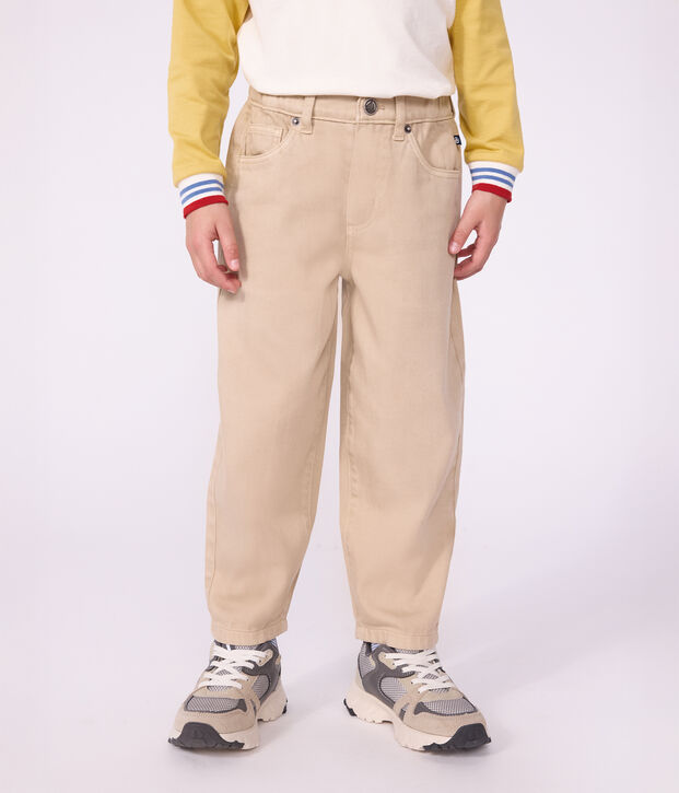 Pantalon 5 poches enfant en denim beige