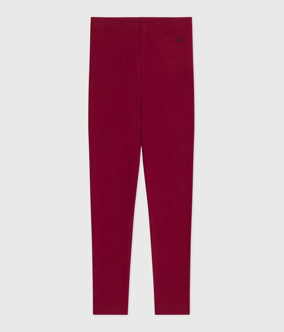 Legging enfant en coton uni AMARANTE
