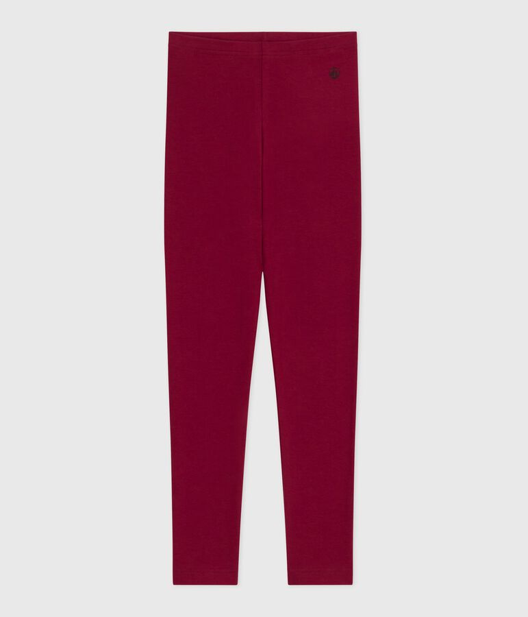 Legging enfant en coton uni rouge AMARANTE