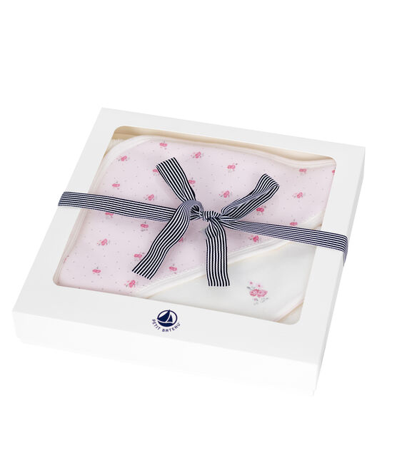 Coffret carré de bain et bavoir bébé fille variante 1