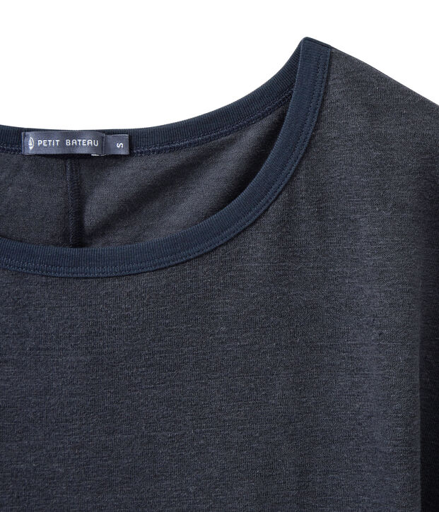 Tee-shirt fluide femme en lin bleu