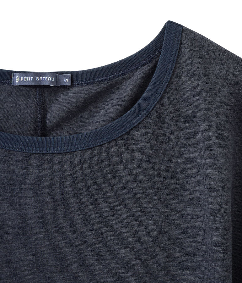 Tee-shirt fluide femme en lin bleu