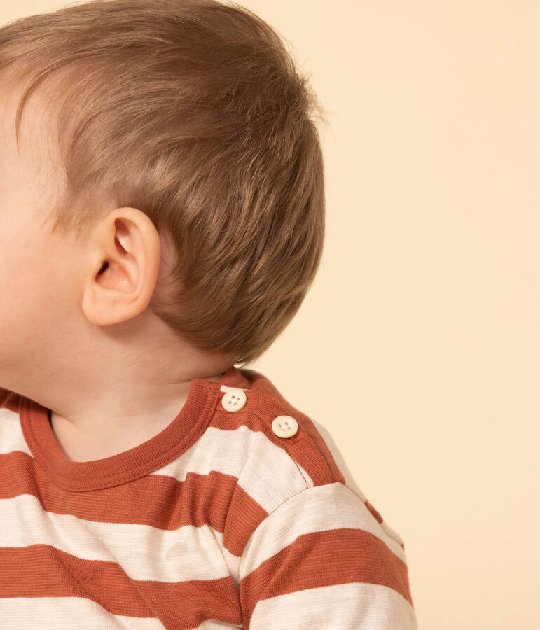 Tee-shirt manches longues en jersey flamm&eacute; imprim&eacute; b&eacute;b&eacute; marron/&eacute;cru