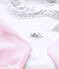 Ensemble bébé fille 3 pièces blanc ECUME/rose VIENNE