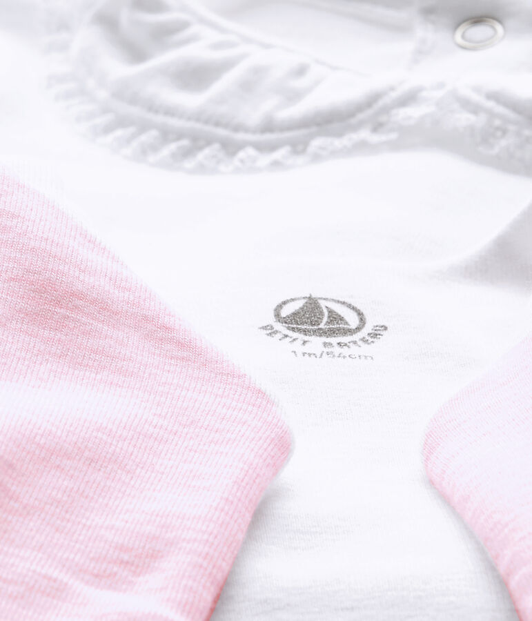 Ensemble b&eacute;b&eacute; fille 3 pi&egrave;ces blanc/rose