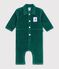 Combinaison longue b&eacute;b&eacute; en velours uni vert