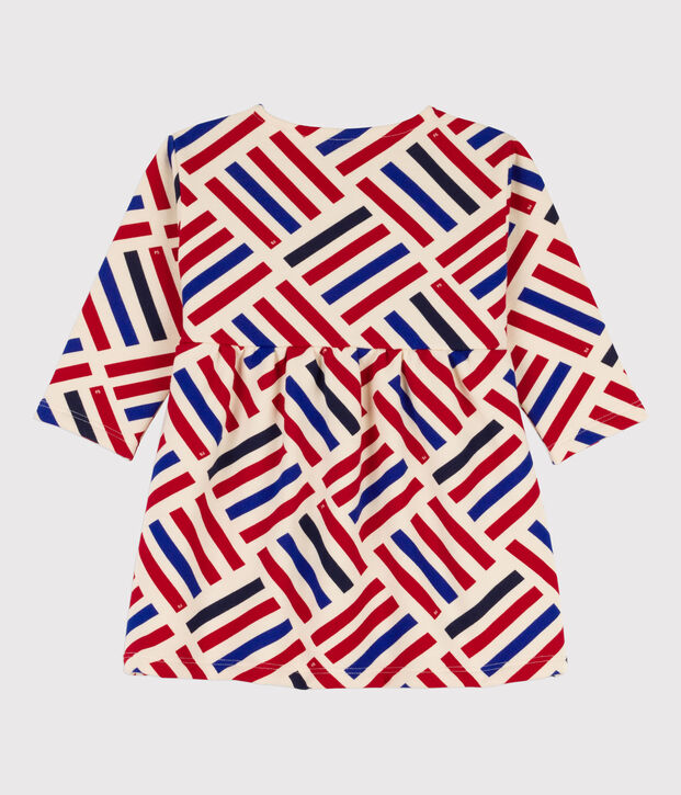 Robe manches longues imprim&eacute;e graphique b&eacute;b&eacute; en molleton &eacute;cru/multicouleur