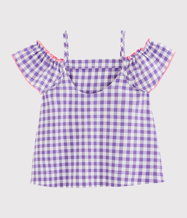 Blouse enfant fille violet/blanc