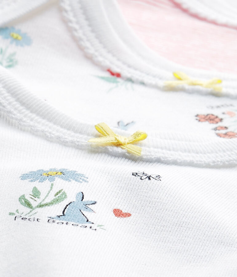 Lot de 3 bodies b&eacute;b&eacute; fille manches courtes blanc