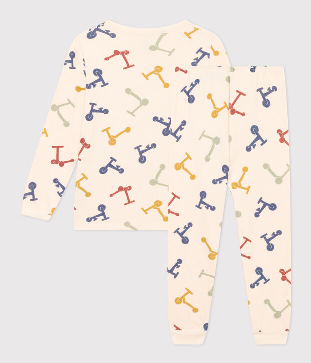 Pyjama imprim&eacute; en coton enfant &eacute;cru/multicouleur