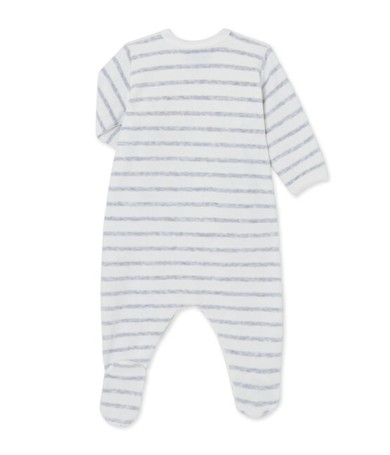 Dors bien bébé rayé blanc LAIT/gris POUSSIERE