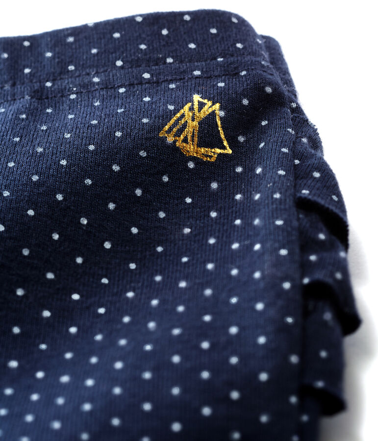 Legging imprim&eacute; &agrave; volants b&eacute;b&eacute; fille bleu SMOKING/blanc MARSHMALLOW CN