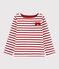 Marinière en jersey enfant fille blanc MARSHMALLOW/rouge TERKUIT