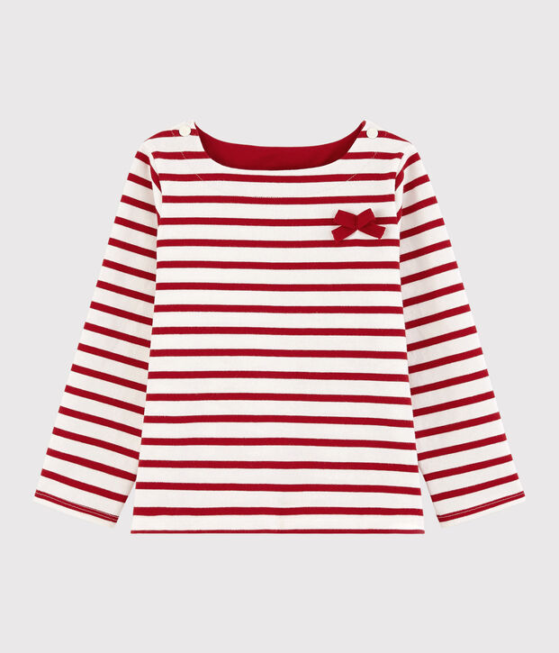 Marini&egrave;re en jersey enfant fille blanc/rouge
