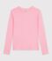 Tee-shirt femme en coton manches longue uni rose clair