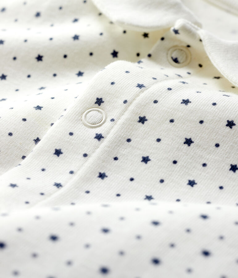 Dors-bien &agrave; col &agrave; petites &eacute;toiles b&eacute;b&eacute; en coton biologique blanc MARSHMALLOW/gris TEMPETE