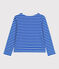Marinière femme en coton manches longues bleu PERSE/blanc MARSHMALLOW