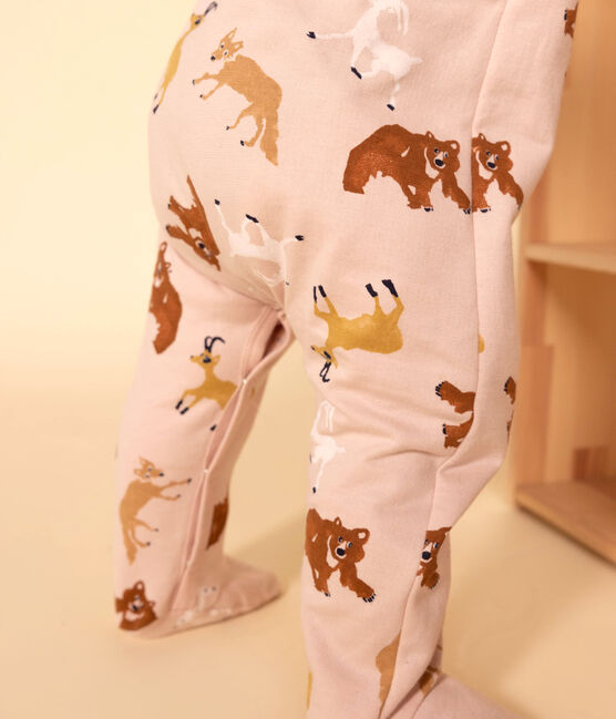 Pyjama bébé animaux en molleton rose SALINE/blanc MULTICO