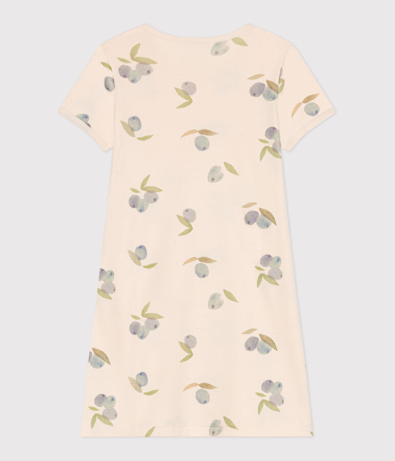 Chemise de nuit enfant en coton imprim&eacute; fruits &eacute;cru/bleu/multicouleur
