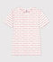 Tee-shirt L'ICONIQUE col rond en coton bio Femme blanc MARSHMALLOW/rouge TERKUIT