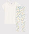 Pyjama fleurs printanières fille- femme en coton blanc MARSHMALLOW/blanc MULTICO