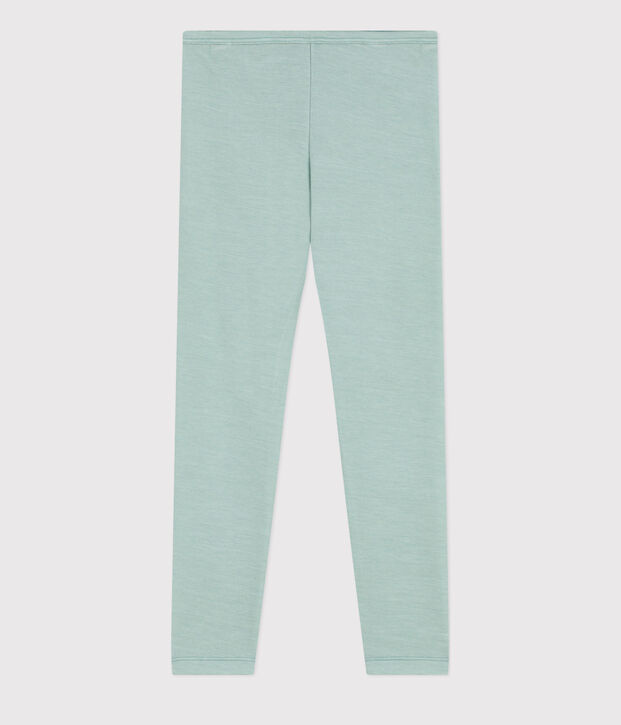 Legging petite fille/petit gar&ccedil;on en laine et coton vert
