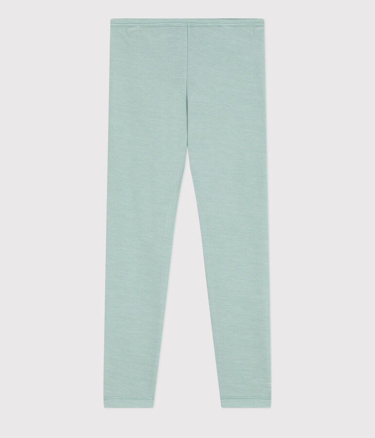 Legging petite fille/petit gar&ccedil;on en laine et coton vert PAUL