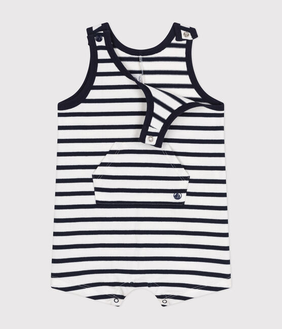 Combinaison courte en jersey bébé blanc MARSHMALLOW/bleu SMOKING