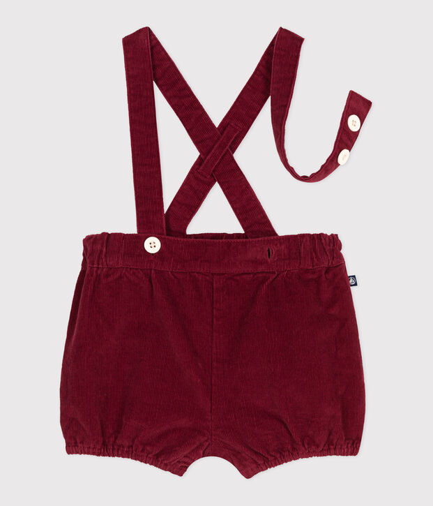 Short &agrave; bretelles b&eacute;b&eacute; en velours uni rouge