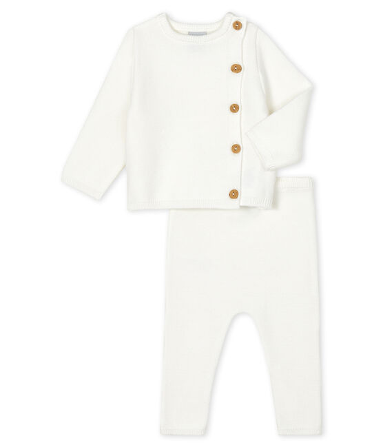 Ensemble deux pièces blanc bébé en tricot blanc MARSHMALLOW