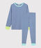 Pyjama petit garçon en côte bleu PABLITO/blanc MARSHMALLOW
