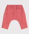 Pantalon sarouel uni en gaze de coton bio bébé rose PAPAYE