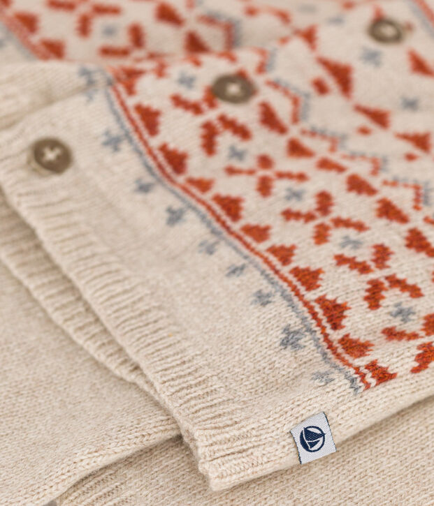 Ensemble en tricot jacquard b&eacute;b&eacute; beige/multicouleur