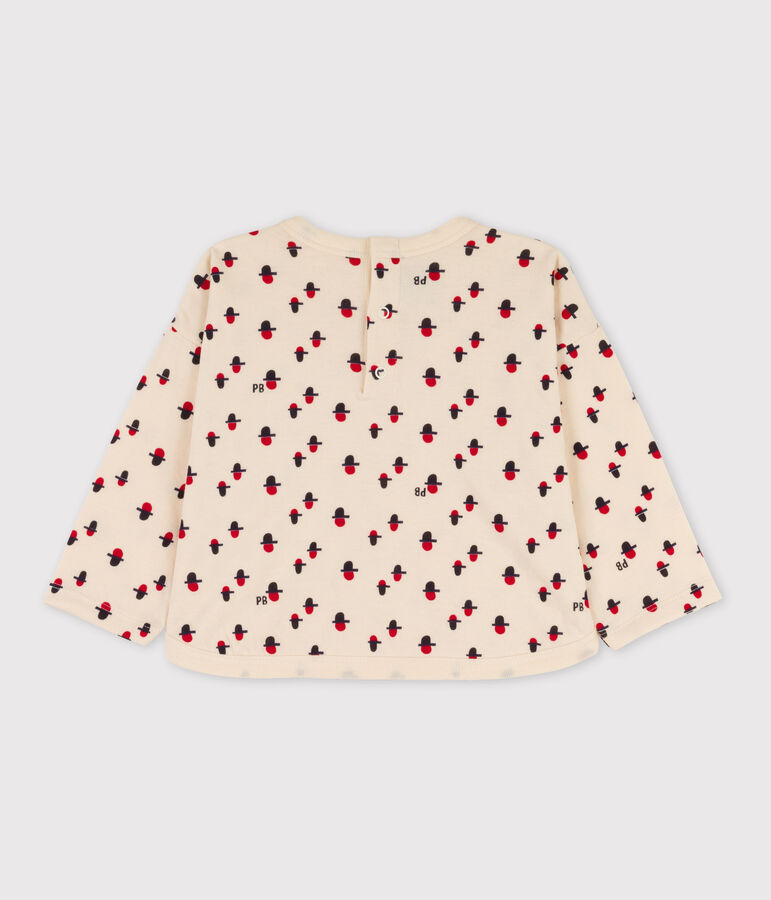 Tee-shirt manches longues b&eacute;b&eacute; imprim&eacute; en tubique blanc AVALANCHE/ MULTICO