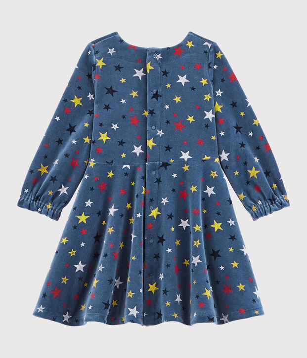 Robe manches longues b&eacute;b&eacute; fille bleu/multicouleur