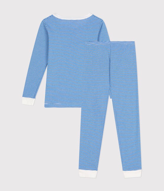 Pyjama ajusté en coton rayé enfant DELPHINIUM/ MARSHMALLOW