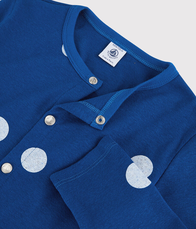 Cardigan en coton et lin enfant fille bleu SURF/blanc MARSHMALLOW