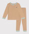 Pyjama en coton rayé enfant marron CUIVRE/ MARSHMALLOW