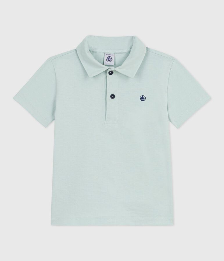 Polo enfant &agrave; manches courtes en coton bleu