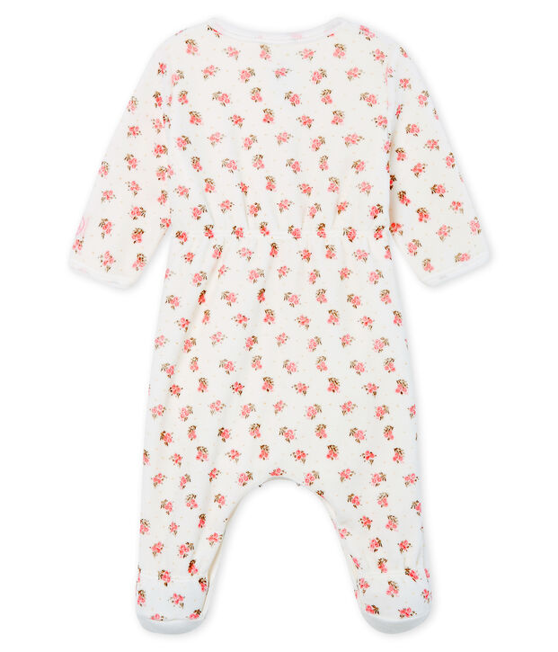 Bodyjama b&eacute;b&eacute; fille en velours blanc/multicouleur