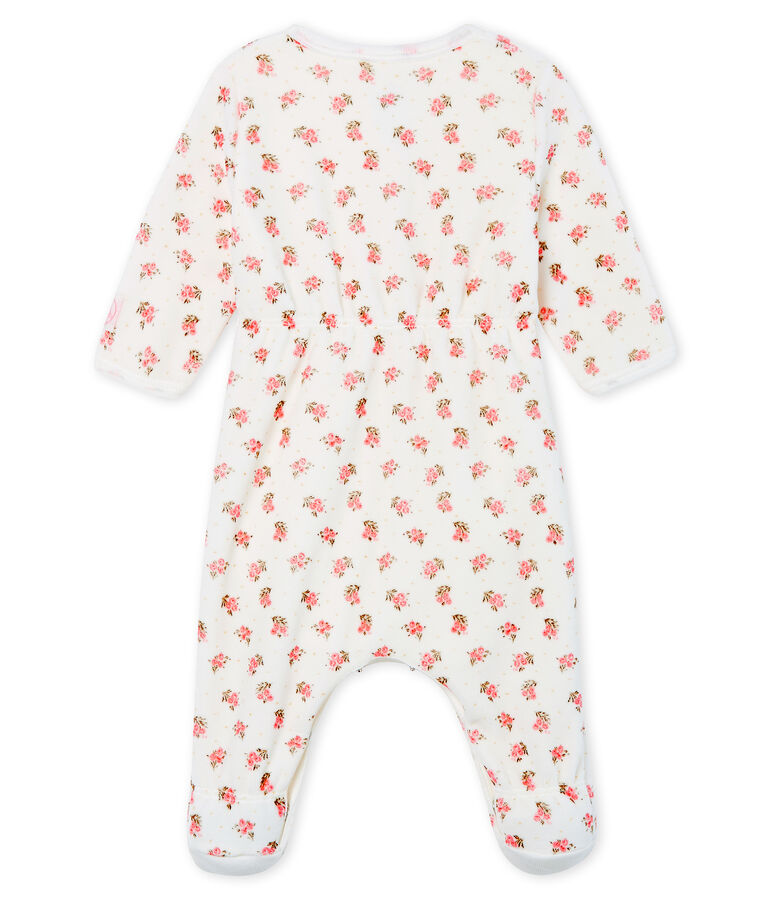 Bodyjama b&eacute;b&eacute; fille en velours blanc MARSHMALLOW/blanc MULTICO